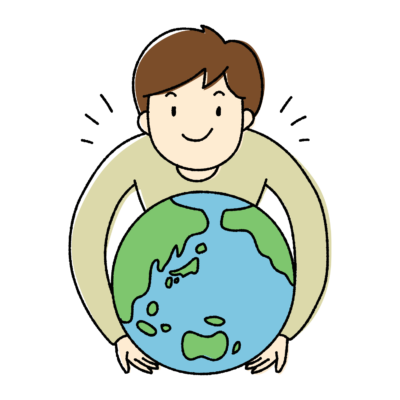 大切な地球を守る少年のイラスト（SDGs）