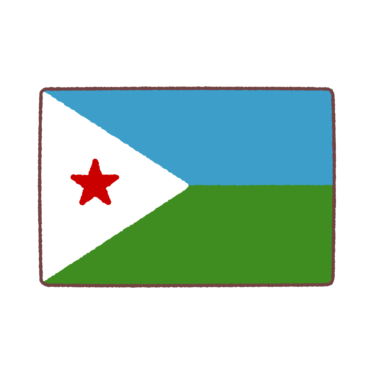 ジブチ国旗のイラスト