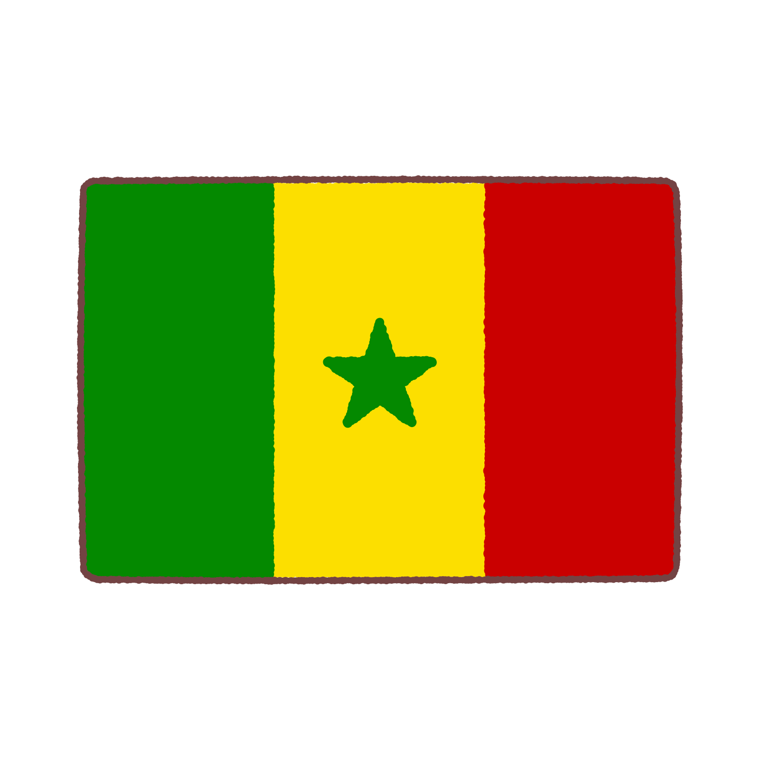 セネガル国旗のイラスト