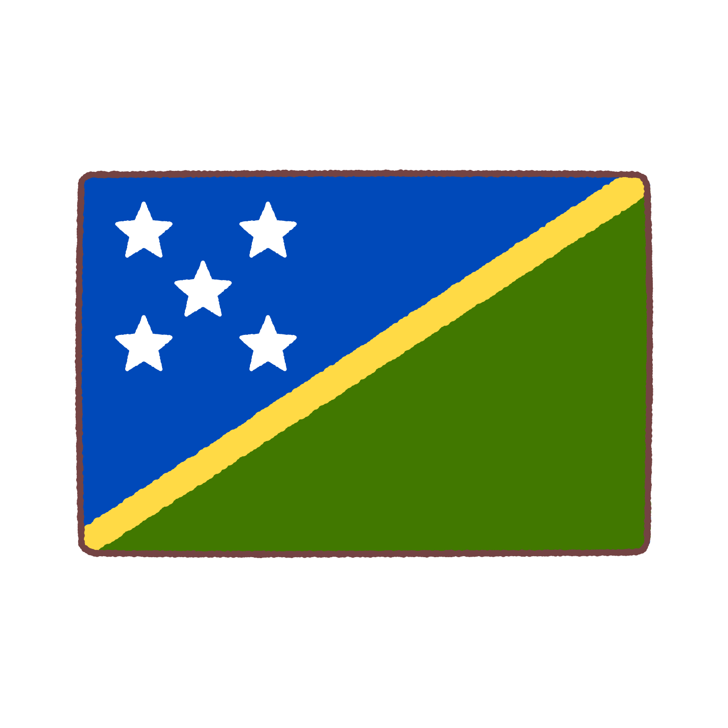 ソロモン諸島（Solomon island）国旗のイラスト