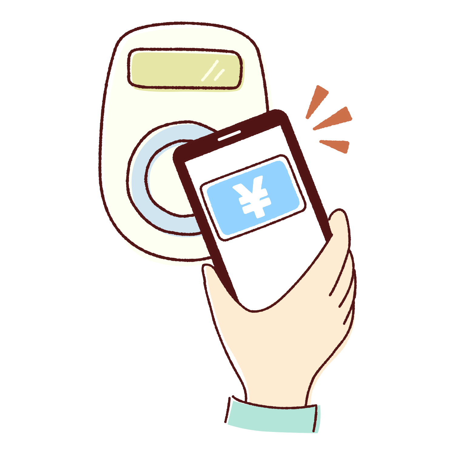 スマホで電子マネー決済のイラスト Illustration of electronic money payment with smartphone