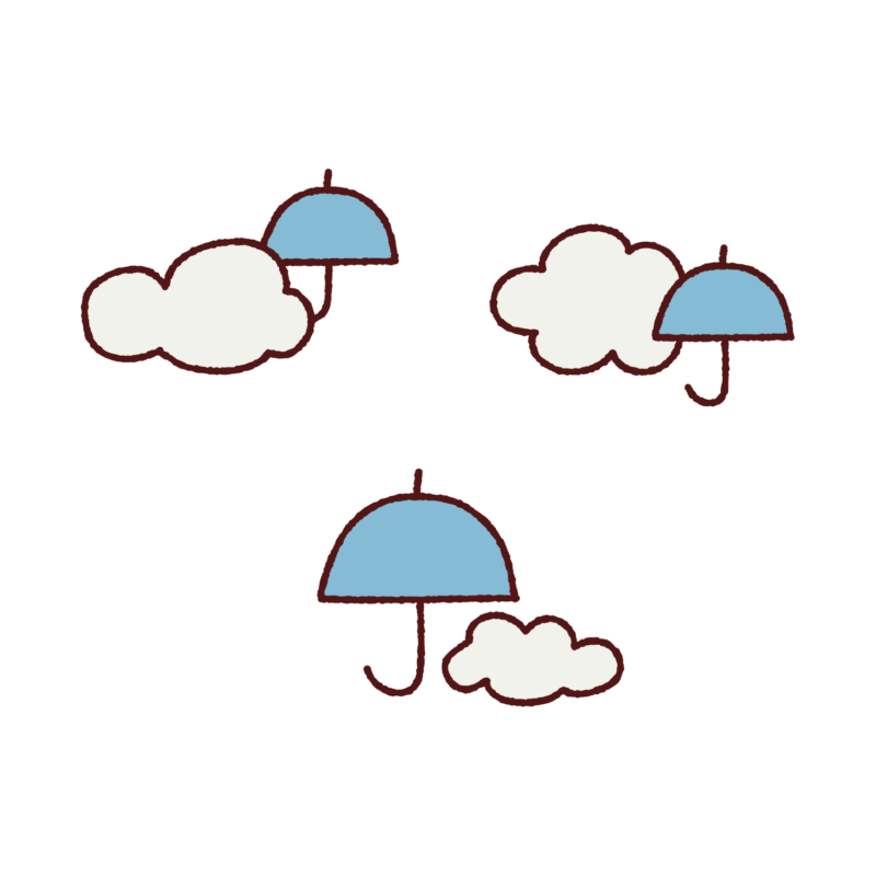 天気マーク「雨」と「くもり」のイラスト