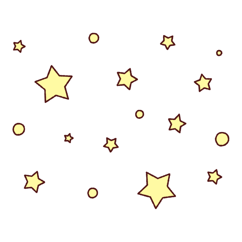 たくさんの星（ラインあり）のイラスト