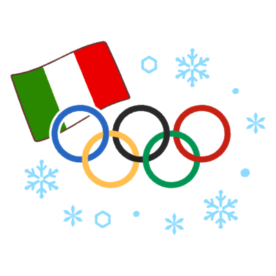 イタリア国旗と冬季オリンピックのイラスト