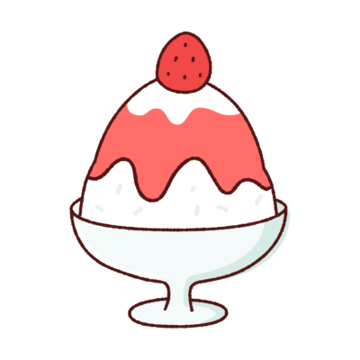 いちごとミルクのかき氷のイラスト