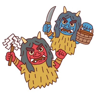 ナマハゲ（赤・青）のイラスト