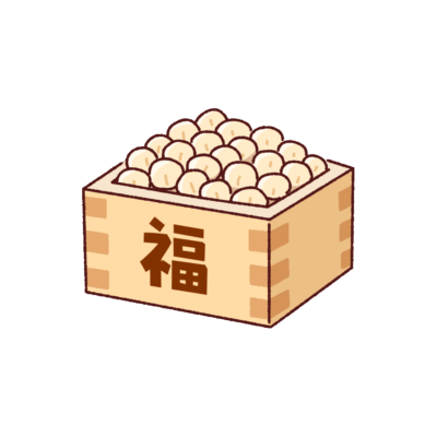 升に入った節分の豆のイラスト