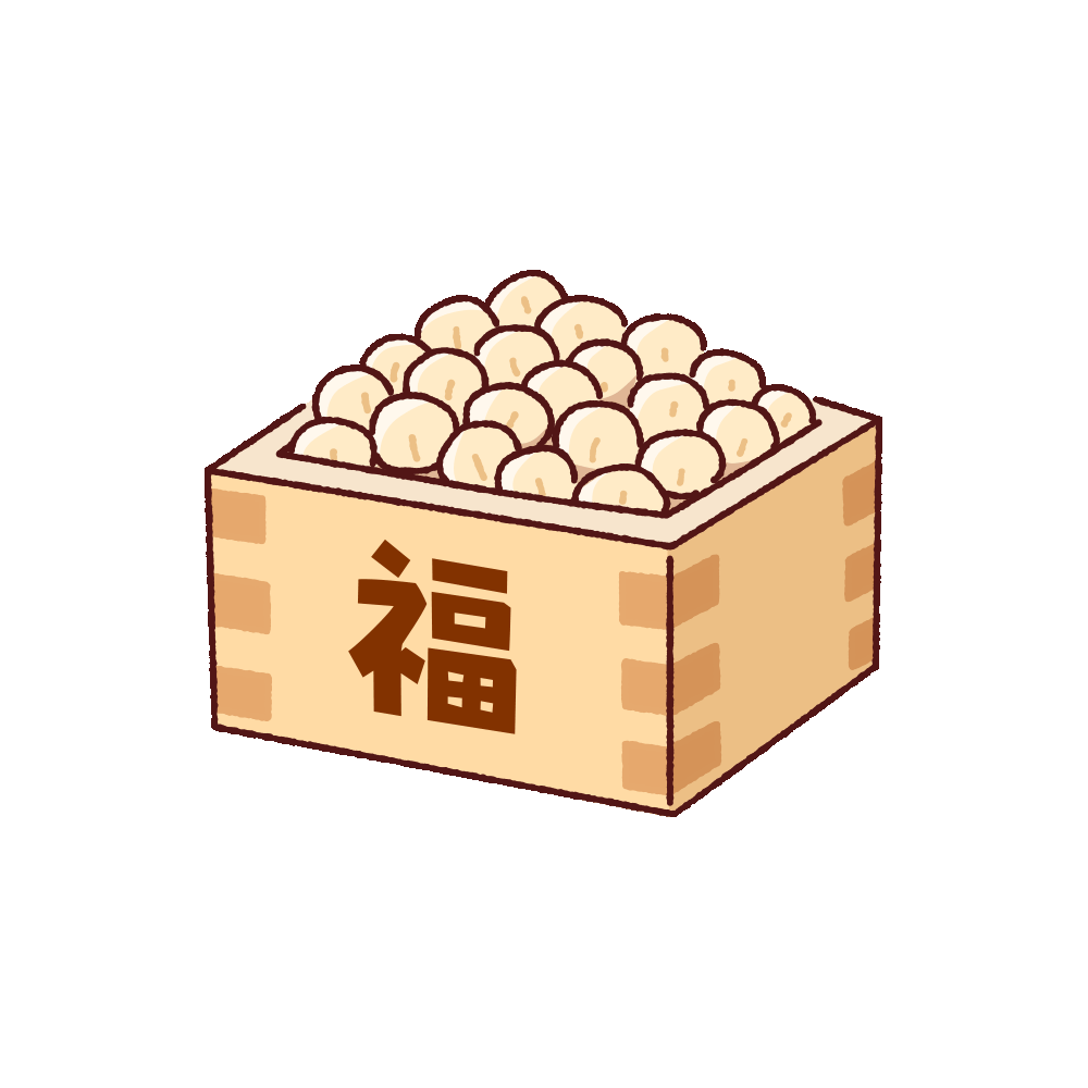 升に入った節分の豆のイラスト
