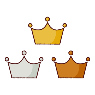 金銀銅の王冠のイラスト