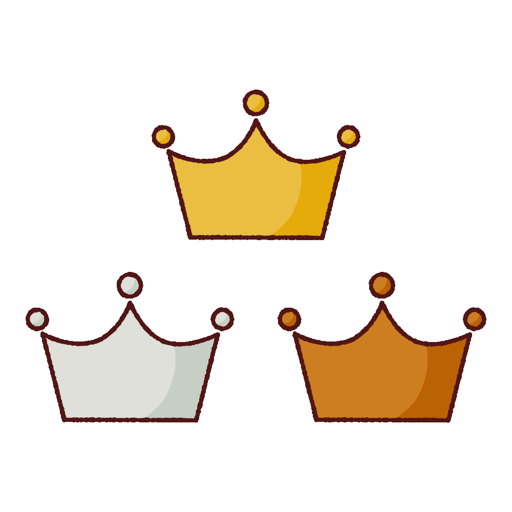 金銀銅の王冠のイラスト