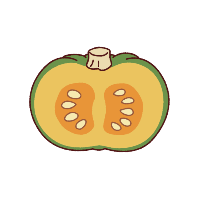 カットされたカボチャのイラスト